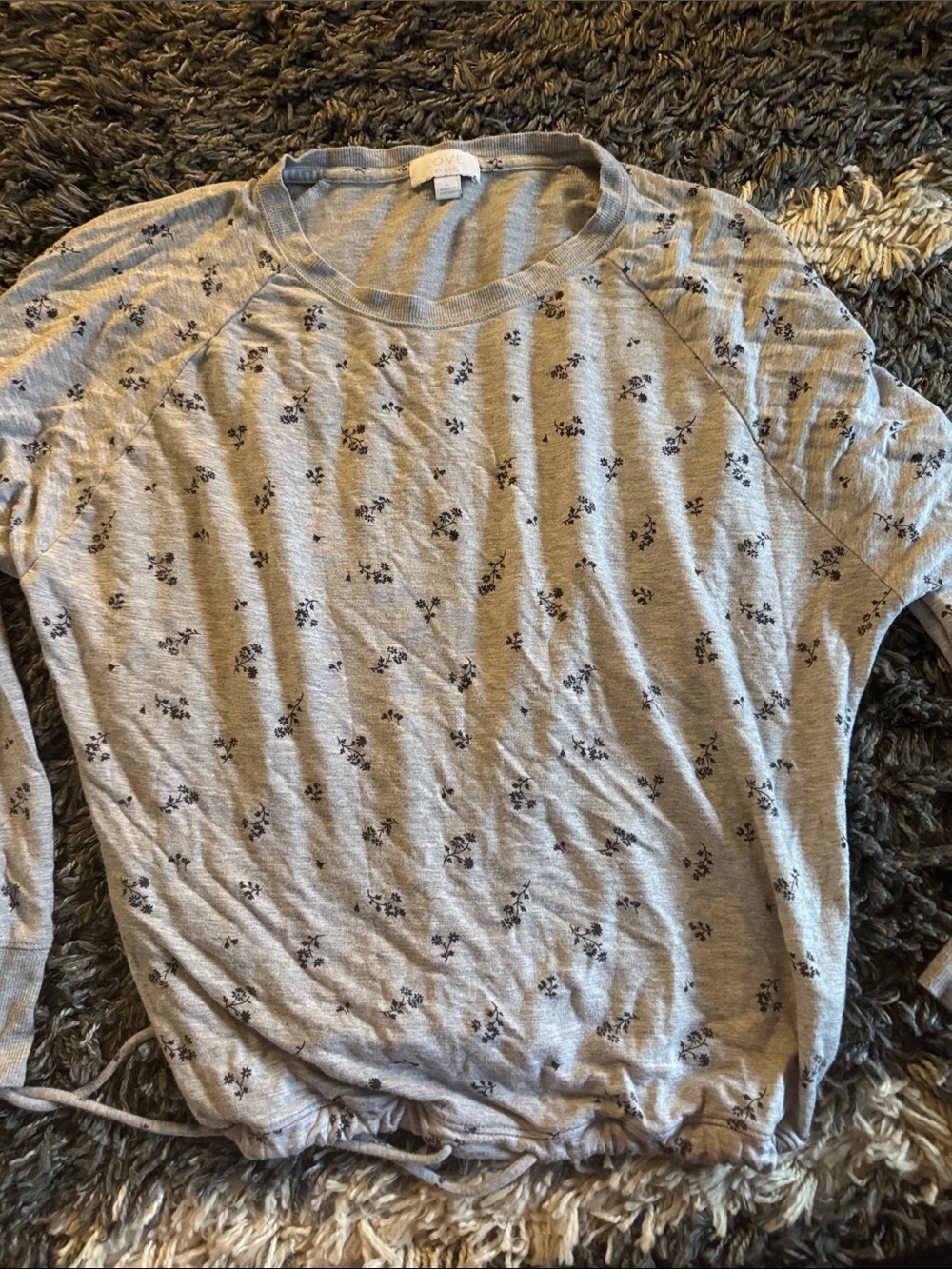GAP Gray Floral Drawstring Sweatshirt